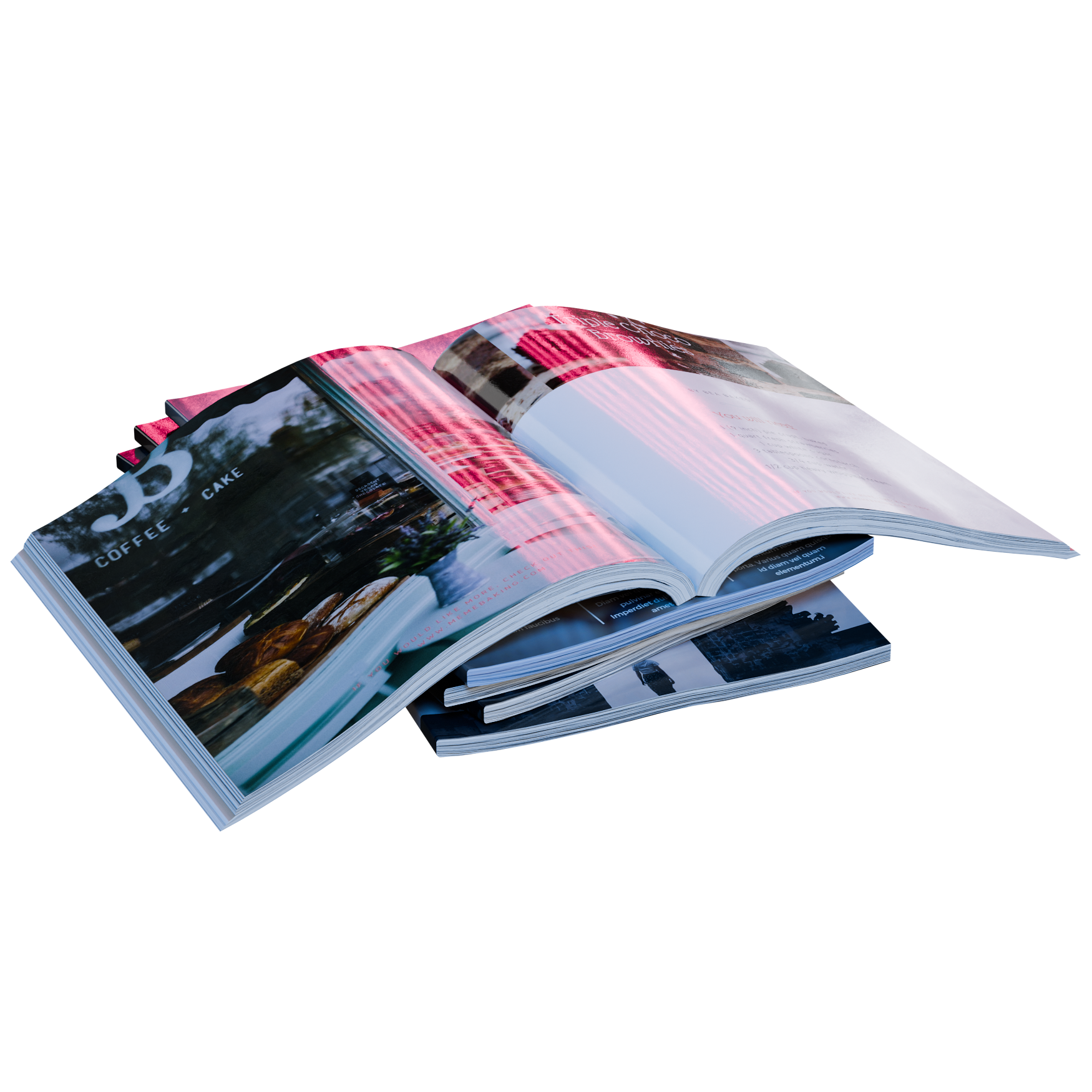 Magazine Set 10 decorations 3D model, alternate angle render