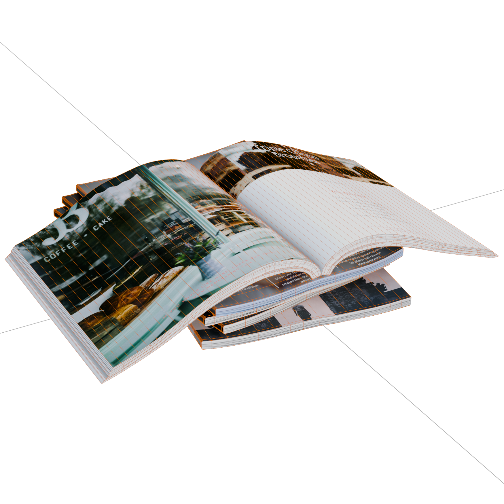Magazine Set 10 decorations 3D model, wireframe view