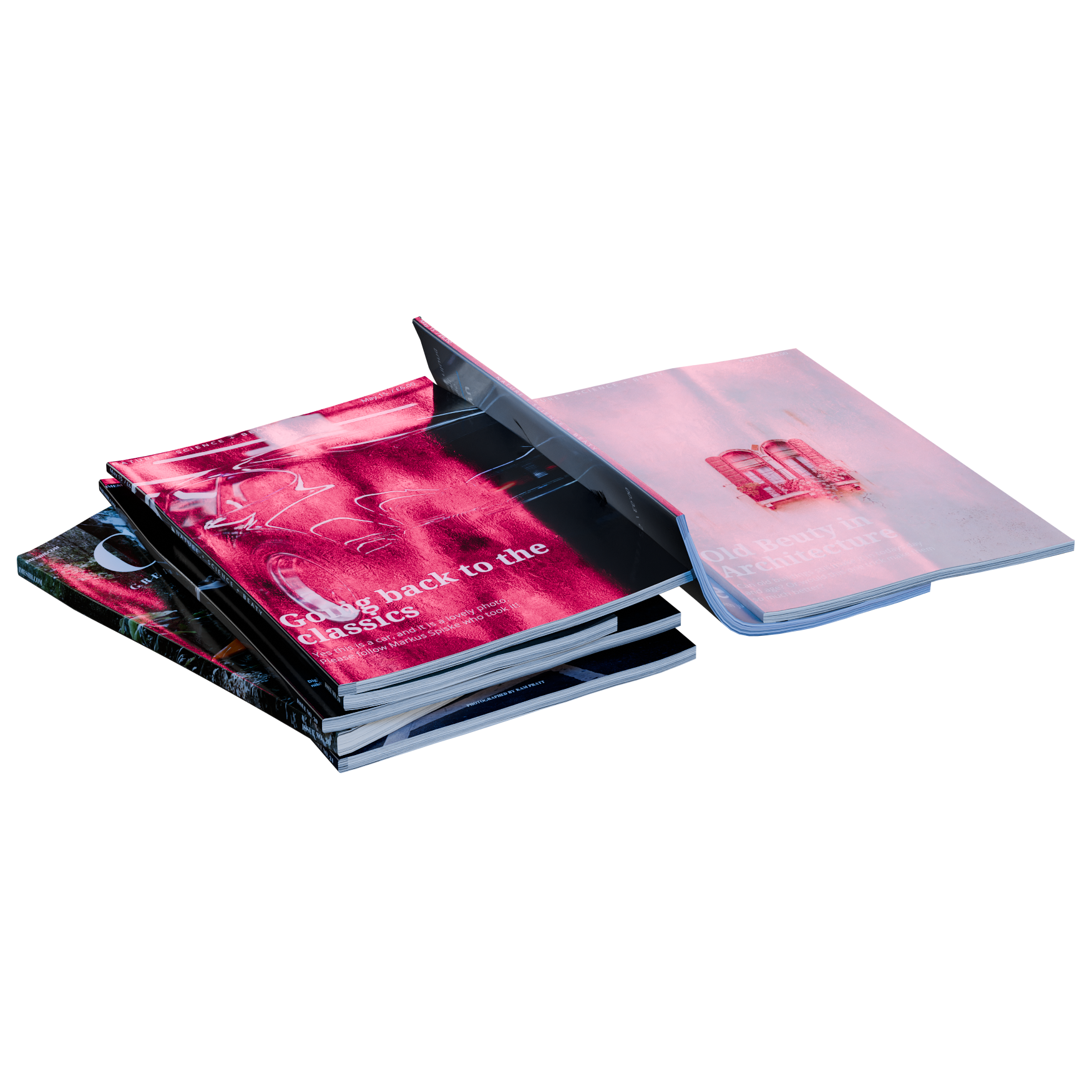 Magazine Set 11 decorations 3D model, alternate angle render